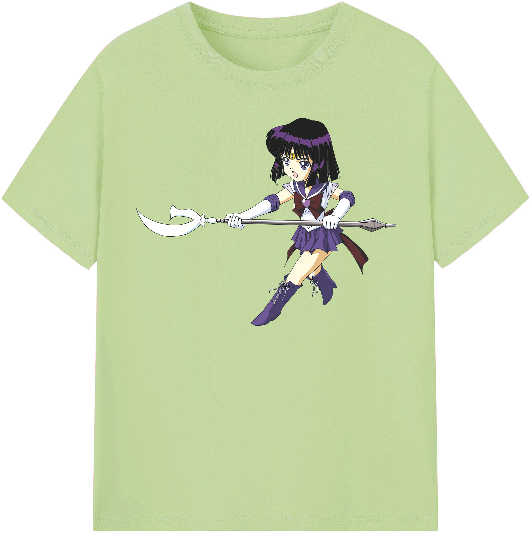 （画像用） 美少女戦士セーラームーン 土萠ほたる Sailor Moon Tomoe Hotaru （セーラーサターン；Sailor Saturn） 綿100％半袖Tシャツ（フロントプリント）